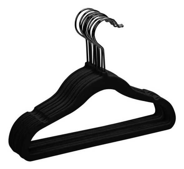 Percha De Terciopelo Para Niños Color Negro X10 Febo 0