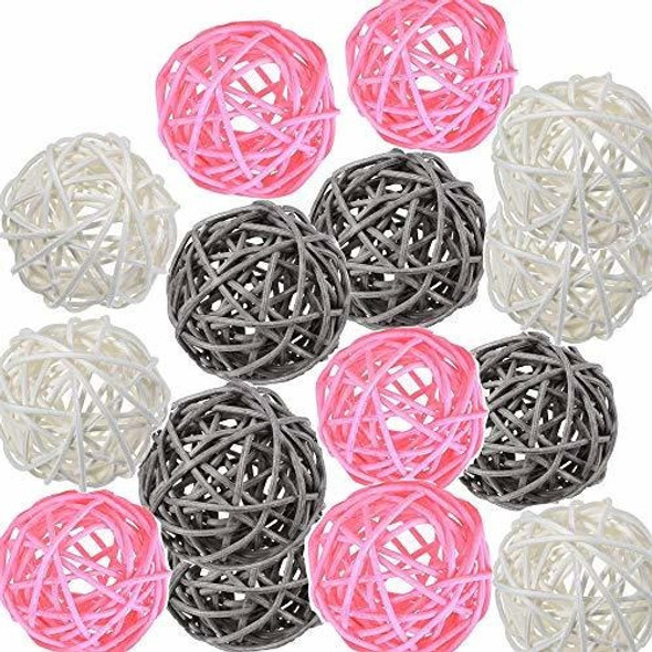 Esferas Decorativas De Ratan 15u./ 5 Cm/ Blanco Gris Rosa 0 Esferas Decorativas De Ratan 15u./ 5 Cm/ Blanco Gris Rosa 0