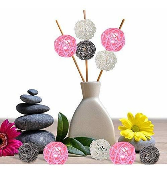 Esferas Decorativas De Ratan 15u./ 5 Cm/ Blanco Gris Rosa 1 Esferas Decorativas De Ratan 15u./ 5 Cm/ Blanco Gris Rosa 1