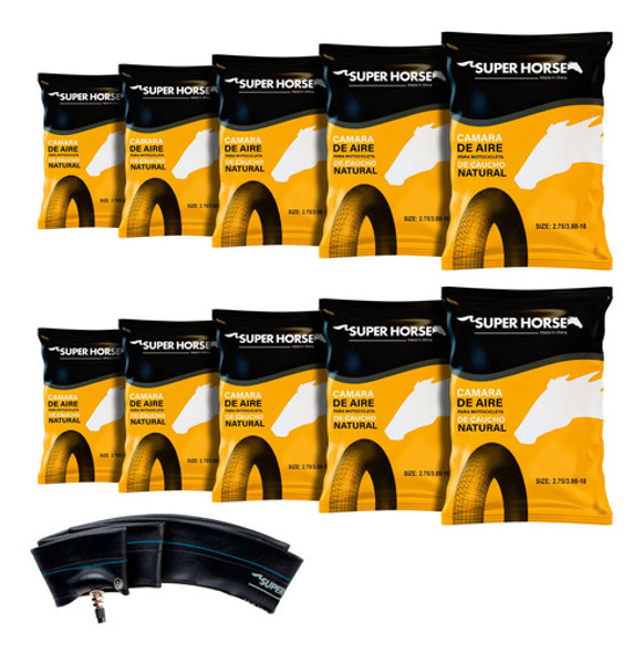 Pack X 10 Camara Super Horse 2.75/3.00-18 Tr4 Caucho Natural 0
