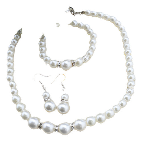 Damas De La Boda A La Novia De Perlas Collar Pulsera Colgant 0