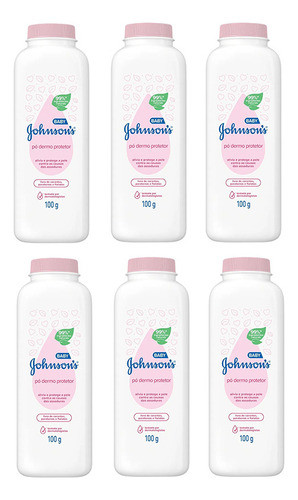 Kit 6 Talco Johnson & Johnson Baby Dermo Protetor 100g 0