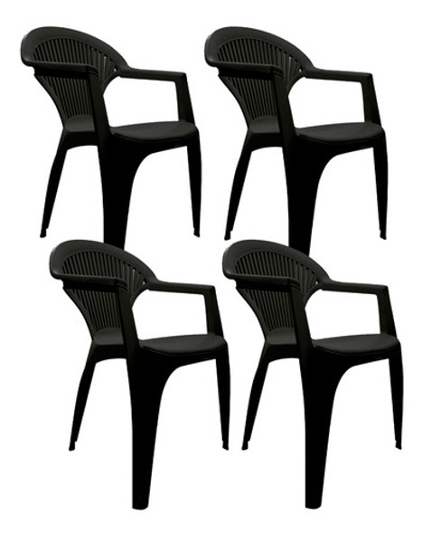 Conjunto Econômico: 4 Cadeiras Leves E Compactas Com Braços 0