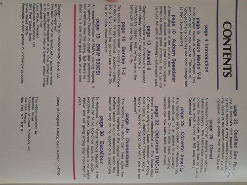 Elite Cars Consumer Guide Tapa Dura Inglés Año 1979 Libro 1