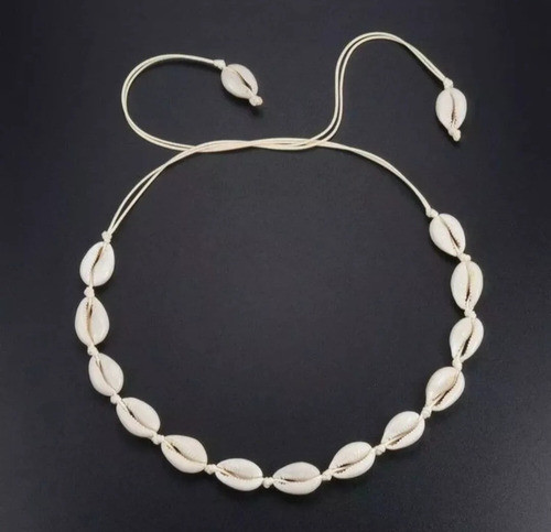 Collar Choker Caracoles 100 % Naturales Beige Crudo Unisex 1