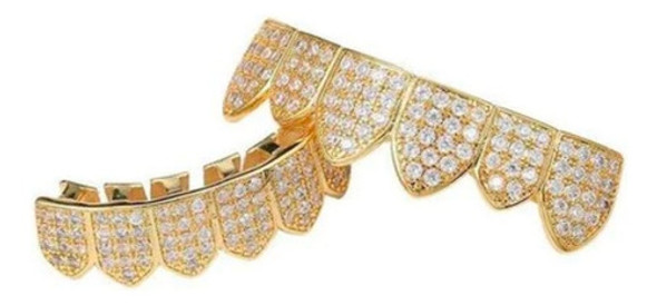Parrilla Dientes Grillz Gold Piedras Strass Baño Oro 14 K 1