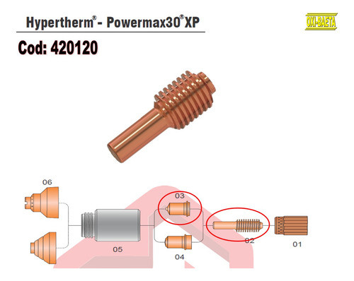 01un Plasma Mod. Hyperterm 30xp - Eletrodo - 420120 0