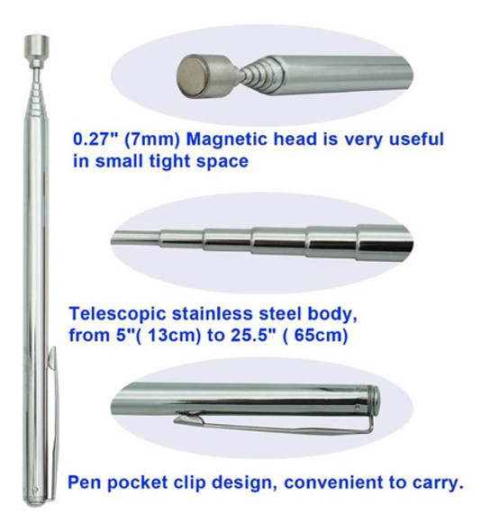 Pesca Tuerca Imantado 60 Cm Telescopico Expandible Magnetico 1