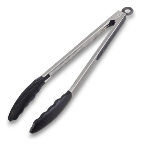 Pegador Inox C/ Ponta Em Silicone Preta 30 Cm 0