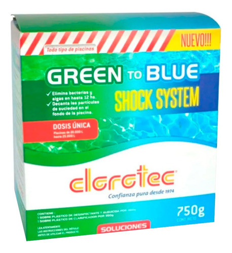 Green To Blue Shock Sistem Para Agua Verde Clorotec | 750g 0