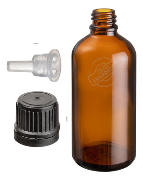 100 Frascos Colirio Europeo Ambar 50ml Inserto Y Tapa Negra 0