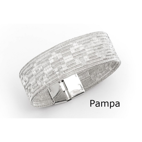 Platatextil Pampa Silver Woven Bracelet – 2 cm Wide, Handloom Fine Silver Strand