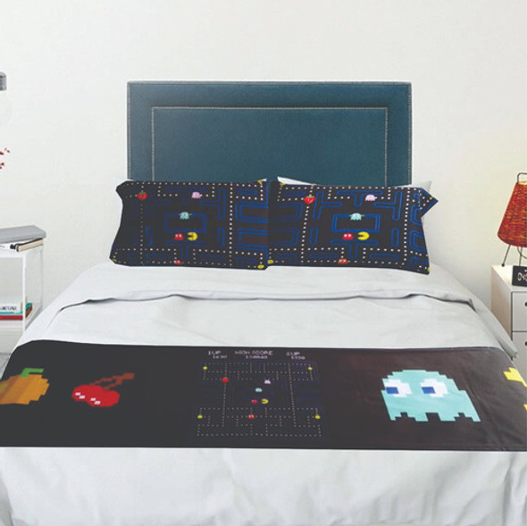 Pac-man Pie De Cama + 2 Funda De Almohadas - Set X 3 Piezas 0