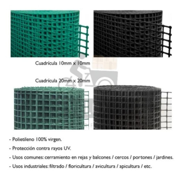 Tejido Plástico Cuadrado 10x10 1,20m Ancho X 25mts Negro 1