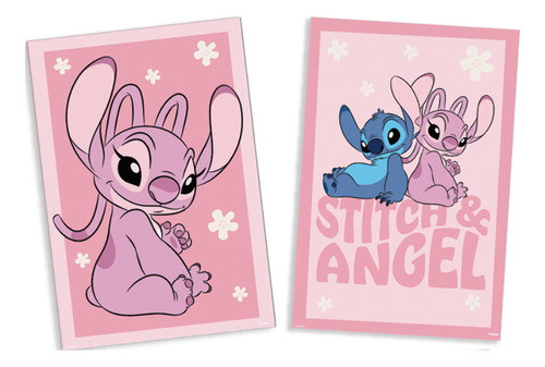Quadros Cartaz Decorativo Festa Angel E Stitch 31x21cm - C/4 1