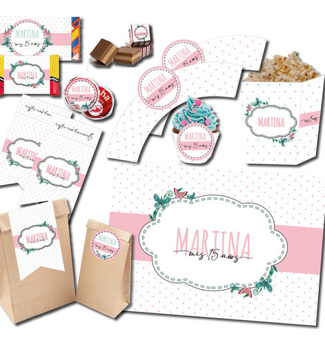 Kit Imprimible Candy Bar Fiestas, 15 Años -  Personalizado 0
