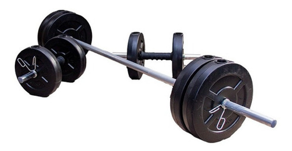 Kit De Barra Y Mancuernas Semi Macizas + 30 Kg Discos Sonnos 0