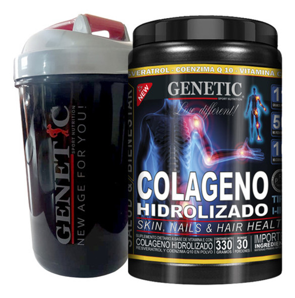 Colageno Hidrolizado 30serv Vit E C Resveratrol Q10 Shaker 0
