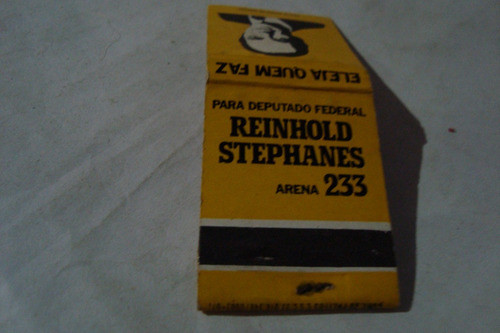 Bef / Cartela Fosforos Fiat Lux / Deputado Reinhold Stephane 0