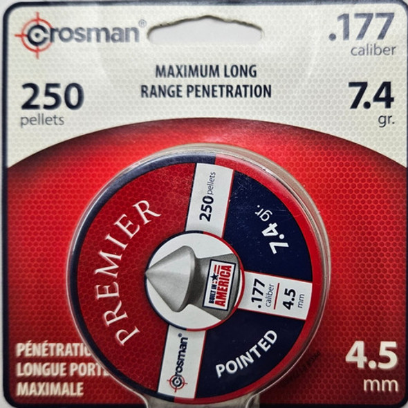 Balines Crosman Pointed Premier 4.5 Mm X 250 Unid 7.4 Grains 0