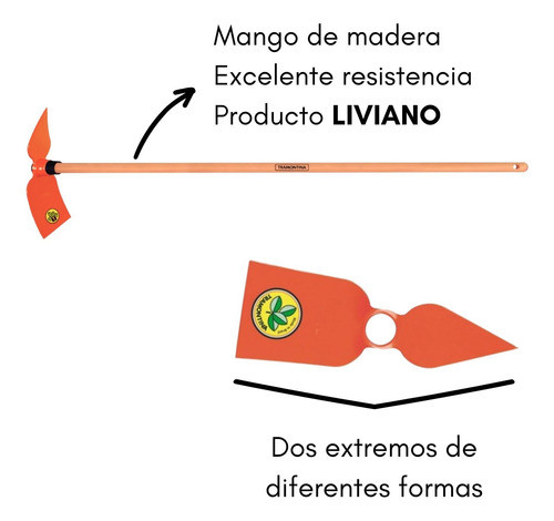 Azada 2 Puntas Escardillo Para Jardin Cabo Madera Tramontina 1