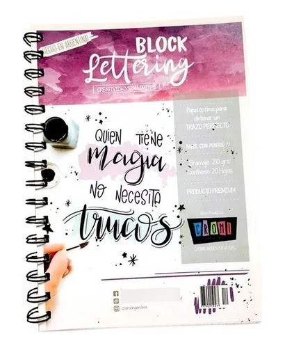 Block Cuaderno Anillado Lettering Cromi A4 210grs X20 Hojas 0
