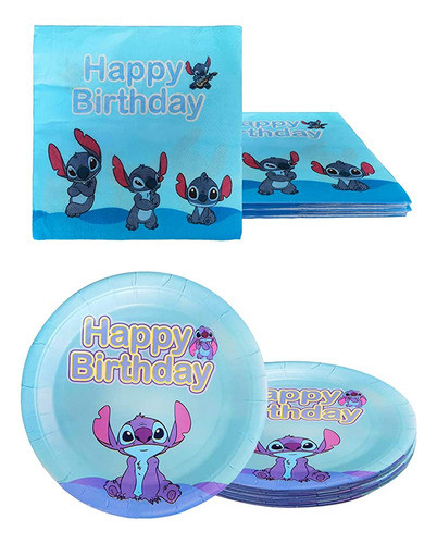 41pcs Lilo Y Stitch Party Supplies, 20 Platos + 20 Toallas D 1