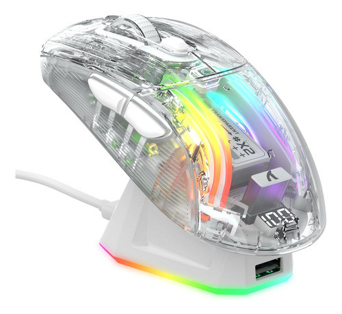 Mouse Inalámbrico Videojuegos. Base De Carga. Transparente. 0
