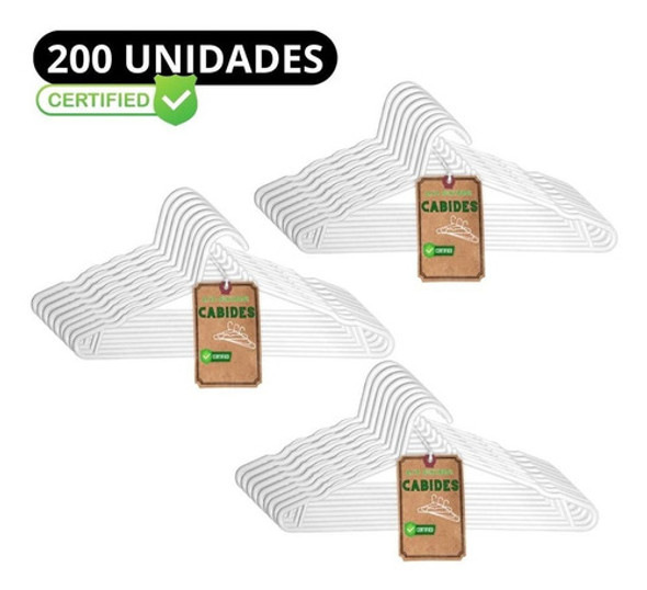 Cabide Adulto Kit 200 Branco Resistente Casaco Loja Luxo 0