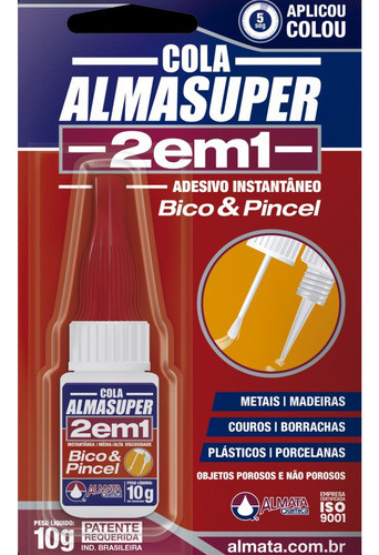 Cola Instantânea Manicure P/ Unha Postiça Pincel E Bico 2em1 0