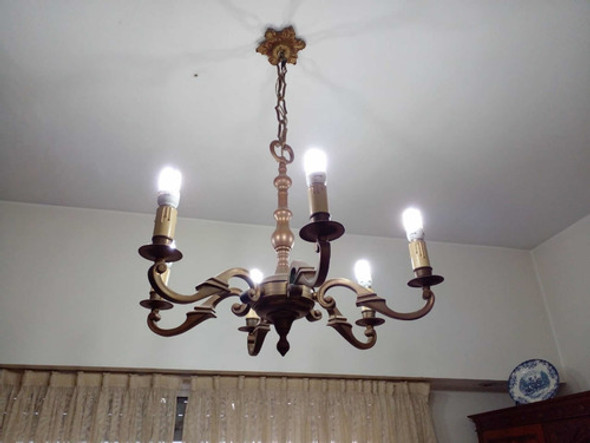 Araña Antigua Estilo Inglés De Bronce 6 Luces 0