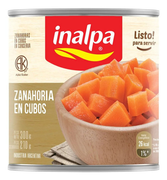 Pack X3u Lata Conserva De Zanahoria En Cubos 300g Inalpa 1 Pack X3u Lata Conserva De Zanahoria En Cubos 300g Inalpa 1