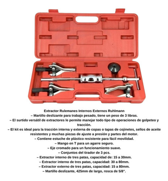 Kit Extractor De Bujes Rulemanes Internos Externos Ruhlmann 1