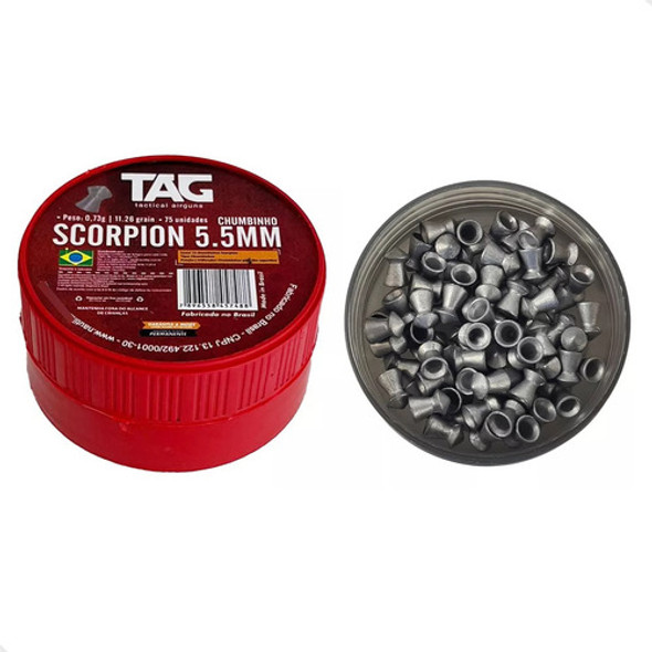Chumbinho Tático Scorpion 5.5mm Tag 0,73g - 225 Unidades 1