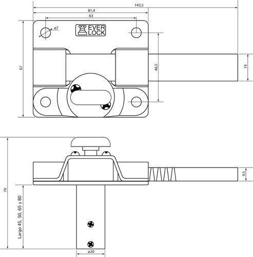 Cerrojo Pasador Antipanico Con 6 Llaves Everlock Cerradura 1