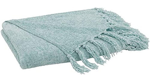 Saro Lifestyle Manta De Chenilla Con Borde Con Flecos, Aguam 1