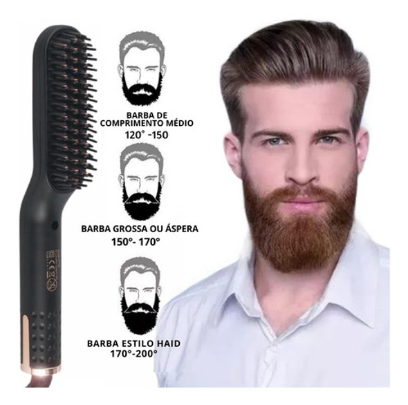 Escova De Alisamento Barba Turmalina Cerâmica Cabo Gira 360° 1