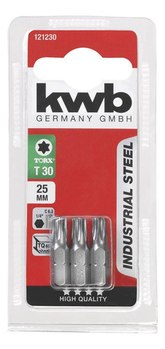 Puntas Torx Kwb T30 X 25 Mm X 3 Unidades Encastre 1/4 0