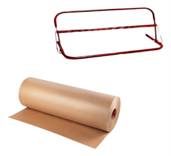 Combo Porta Rollo + Papel Bobina Madera 60 Cm Marron Kraft 0 Combo Porta Rollo + Papel Bobina Madera 60 Cm Marron Kraft 0