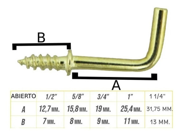 Piton Escuadra Dorado Bronceado Oro C/tope 1 X100 Uni 1