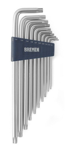 Juego 10 Llaves Torx Tamper Extra Largas Bremen T8 A T50 1