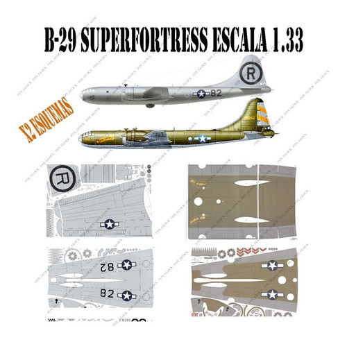 B 29 Superfortress Enola Gay Papercraft Escala 1.33 X2 0