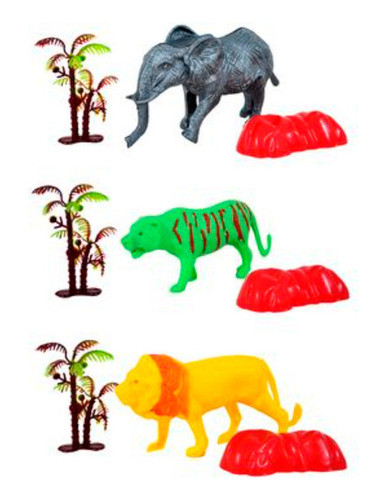 Set De Animales Selva 3 Piezas En Bolsa X Unidad - Ba-18606 0