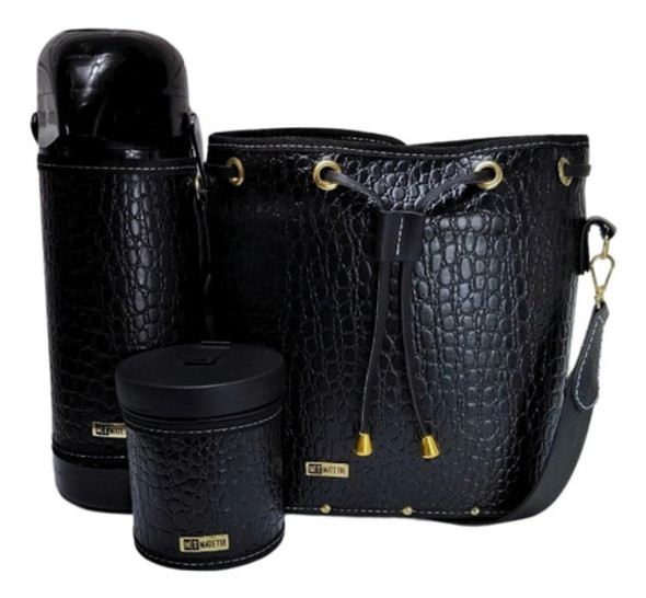 Kit Mateira Anitta 3 Peças Preto Croco Luxo 0