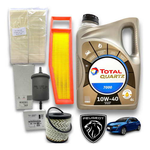 Kit Aceite Total 7000 + 4 Filtros Peugeot 208 1.6 2020-2024 0