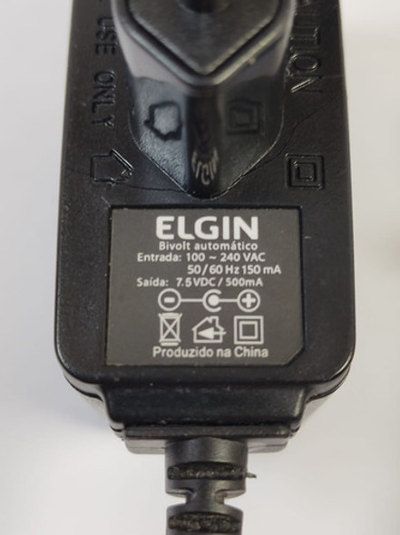 Fonte Carregador Elgin 7,5v 500ma Bivolt N45-51 1