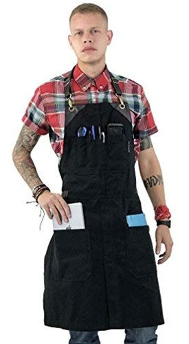 Bajo Ny Sky Notie Delantal Negro Con Correas De Cuero De Gra 0