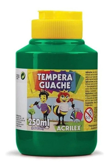Tinta Tempera Guache Verde Bandeira Pote 250ml - Acrilex 1