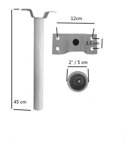 Brazo Para Foco Exterior Largo 45cm Diam 5cm  -  Braz_001 1