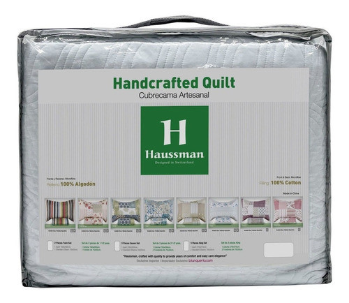 Cubrecama Quilt Acolchado Twin Gris Con Funda Vip Deco 1